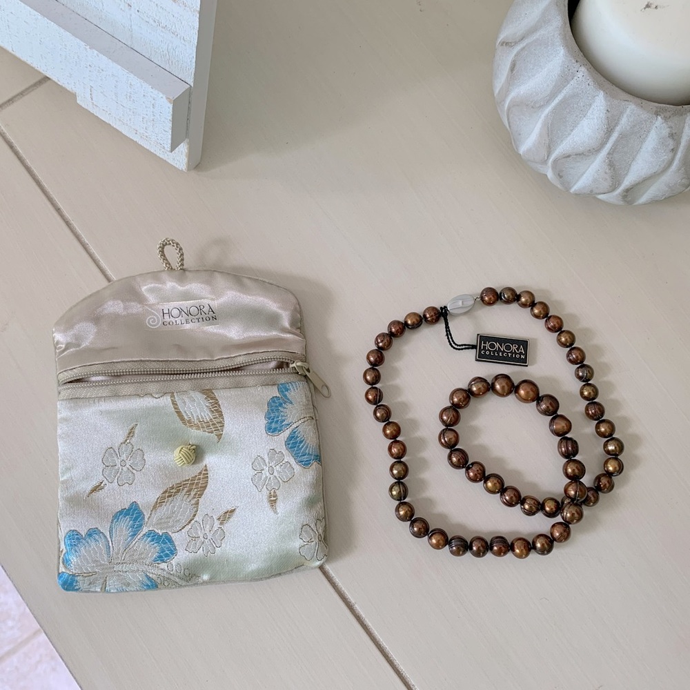 Honora Chocolate Ringed Pearl Necklace - Picture 3 of 3